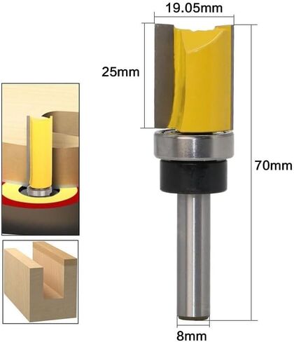 4 قطعة/المجموعة 8 مللي متر عرقوب نمط فلوش تقليم راوتر بت قالب تقليم المفصلي نقر راوتر بت مجموعة مستقيم نهاية مطحنة للخشب in Kuwait