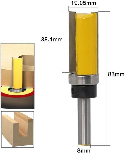 4 قطعة/المجموعة 8 مللي متر عرقوب نمط فلوش تقليم راوتر بت قالب تقليم المفصلي نقر راوتر بت مجموعة مستقيم نهاية مطحنة للخشب in Kuwait