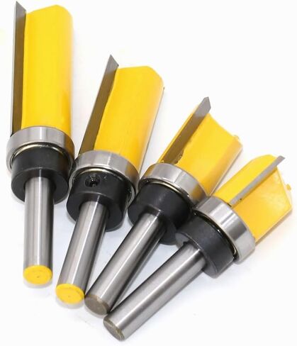 4 قطعة/المجموعة 8 مللي متر عرقوب نمط فلوش تقليم راوتر بت قالب تقليم المفصلي نقر راوتر بت مجموعة مستقيم نهاية مطحنة للخشب in Kuwait