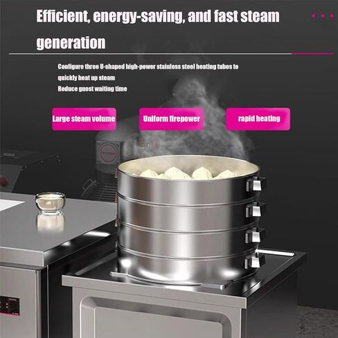 Commercial Bun Steamer, Automatic Water Inlet And Anti-Dry Burning Steam Boiler High Power Suitable for Hotels, Bun Shops And Restaurants,four hole in Saudi Arabia