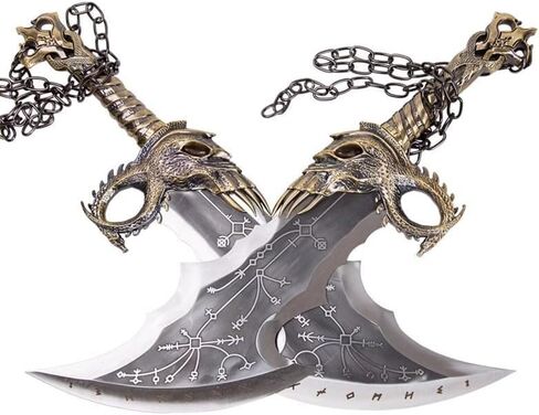 [IA Handicrafts] Gow of Wars Blades of Chaos Metal, Gow of Wars, Gow of Wars Blades of Chaos Sword Twin Blades, Metal Cosplay Weapon Propplay Weapon Prop (Steel) in Saudi Arabia