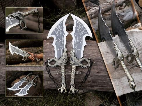[IA Handicrafts] Gow of Wars Blades of Chaos Metal, Gow of Wars, Gow of Wars Blades of Chaos Sword Twin Blades, Metal Cosplay Weapon Propplay Weapon Prop (Steel) in Saudi Arabia