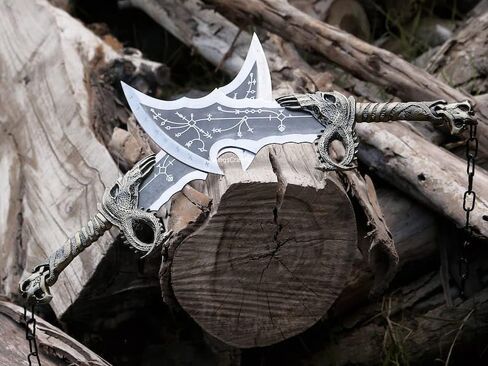 [IA Handicrafts] Gow of Wars Blades of Chaos Metal, Gow of Wars, Gow of Wars Blades of Chaos Sword Twin Blades, Metal Cosplay Weapon Propplay Weapon Prop (Steel) in Saudi Arabia