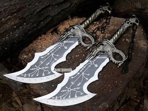 [IA Handicrafts] Gow of Wars Blades of Chaos Metal, Gow of Wars, Gow of Wars Blades of Chaos Sword Twin Blades, Metal Cosplay Weapon Propplay Weapon Prop (Steel) in Saudi Arabia