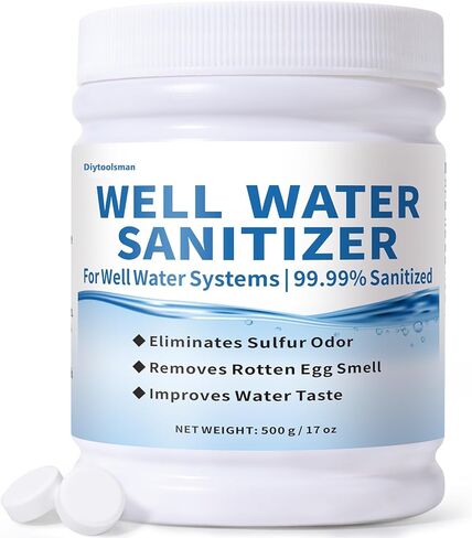 أقراص تنقية مياه الآبار - للتخلص من روائح الكبريت ورائحة البيض الفاسد وتراكم الحديد وروائح المجاري الفظيعة - تحسن الطعم والرائحة | صيغة الغذاء الصف in Kuwait