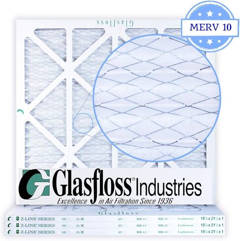 مرشحات هواء Glasfloss 19-7/8 x 21-1/2 x 1 (علبة مكونة من 4)، MERV 10، مطوية، صنع في الولايات المتحدة الأمريكية in Kuwait