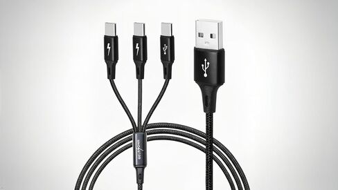 كابل مقسم USB C متعدد GELRHONR، سلك شحن مجدول من النايلون 3 في 1 مع 3 قابس ذكر من النوع C، 2.5 أمبير، متوافق مع الهاتف المحمول/أندرويد والمزيد (4FT-1.25M) in Saudi Arabia