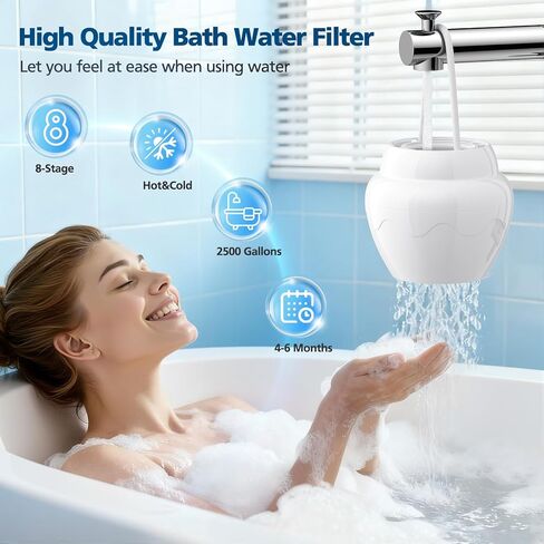 فلتر حمام لحوض الاستحمام، فلتر مياه حوض الاستحمام ذو 8 مراحل، فلتر كيندر لحوض الاستحمام، فلتر حمام توبو، منعم الماء العسر، تنظيف 99% من الملوثات in Kuwait