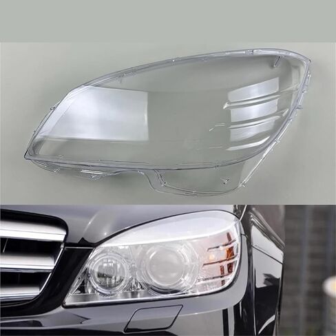 كشافات أمامية للسيارة متوافقة مع مرسيدس بنز C-Class W204 C180 C200 C220 C250 C280 C300 2007-2010 غطاء حماية تلقائي للعدسات الشفافة (يسار) in Kuwait