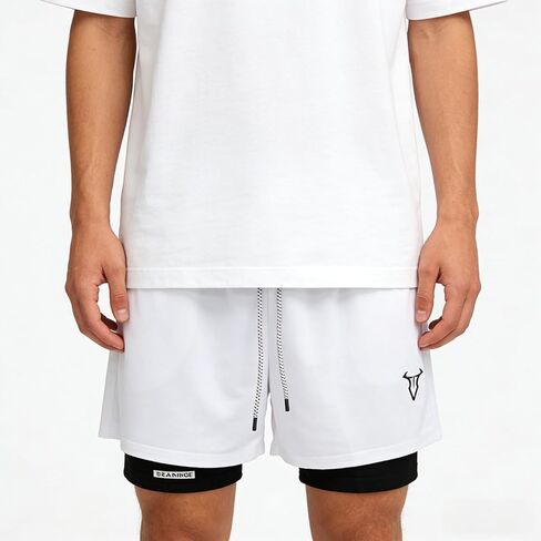 Men’s Athletic Running Shorts with Liner Double Layer Gym Workout Training Shorts for Fitness Running and Active Wear in Saudi Arabia