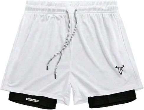 Men’s Athletic Running Shorts with Liner Double Layer Gym Workout Training Shorts for Fitness Running and Active Wear in Saudi Arabia