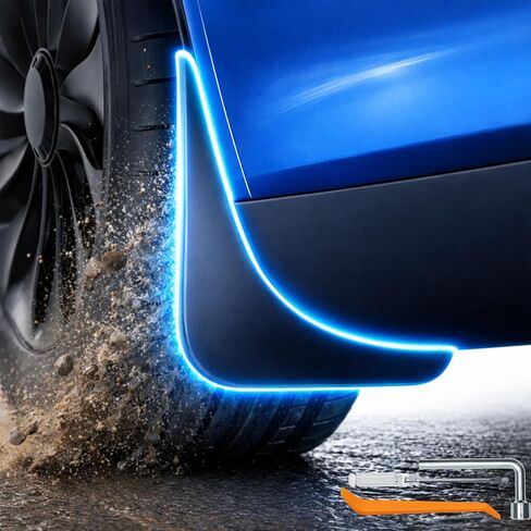 اللوحات الطينية لـ Tesla Model Y Juniper 2025-2026، ملحقات الجسم Model Y Juniper، أطقم هيكل واقي الطين لجميع الأحوال الجوية، اللوحات الطينية Tesla Model Y 2025 2026، واقيات رذاذ سميكة ومتينة بدون حفر (مجموعة من 4) in Kuwait