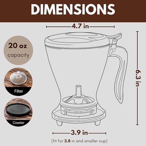 Smart Coffee Maker Loose Leaf Tea Infuser & Brewer with Coaster - 21 Oz | Easy Brew | Easy Clean | Dishwasher safe | Loose leaf & Coffee (Dark Grey) in Saudi Arabia