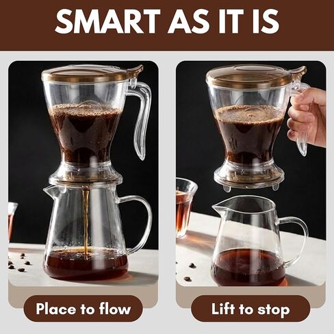 Smart Coffee Maker Loose Leaf Tea Infuser & Brewer with Coaster - 21 Oz | Easy Brew | Easy Clean | Dishwasher safe | Loose leaf & Coffee (Dark Grey) in Saudi Arabia