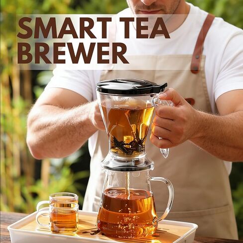 Smart Coffee Maker Loose Leaf Tea Infuser & Brewer with Coaster - 21 Oz | Easy Brew | Easy Clean | Dishwasher safe | Loose leaf & Coffee (Dark Grey) in Saudi Arabia