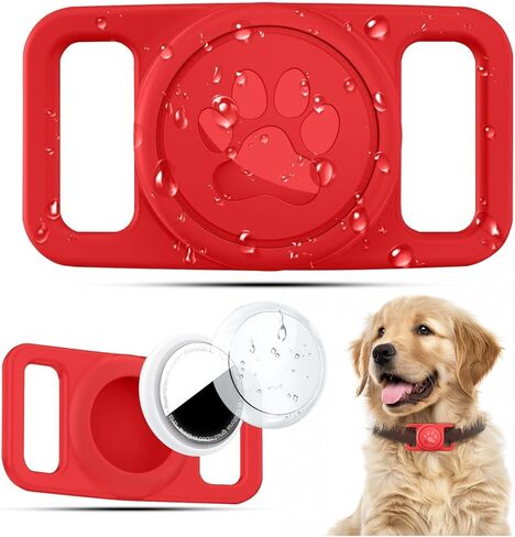 Suitable for Airtag Pet Collar Holder with Plastic Shell, Silicone Waterproof Dog & Cat Collar Holder for Apple for Airtag, Easy Installation (Single Pack | Clear) in Saudi Arabia
