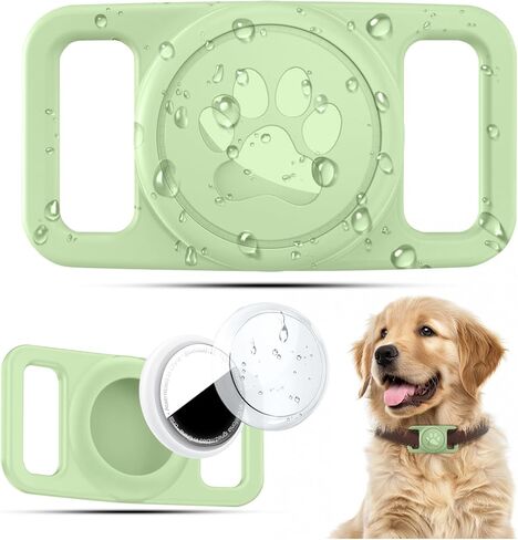 Suitable for Airtag Pet Collar Holder with Plastic Shell, Silicone Waterproof Dog & Cat Collar Holder for Apple for Airtag, Easy Installation (Single Pack | Clear) in Saudi Arabia