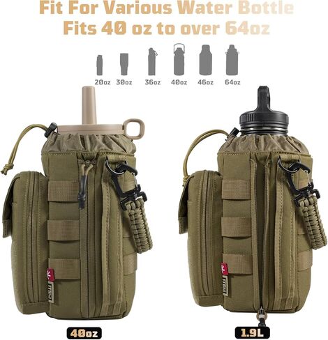 1TG Tactical Magnetic Gym Bag for Men,Magnetic Gym Water Bottle Bag with Phone Pockets&40 64oz Multiple Size, Water Bottle Holder with Adjustable Shoulder, Ideal for Fitness,Sports,Travel(Brown) in Kuwait