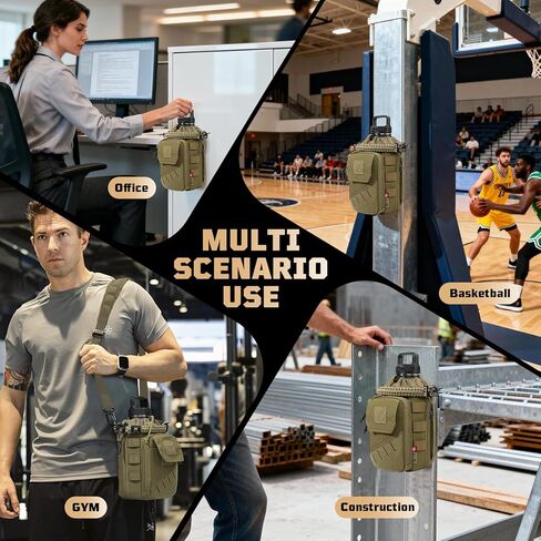 1TG Tactical Magnetic Gym Bag for Men,Magnetic Gym Water Bottle Bag with Phone Pockets&40 64oz Multiple Size, Water Bottle Holder with Adjustable Shoulder, Ideal for Fitness,Sports,Travel(Brown) in Kuwait