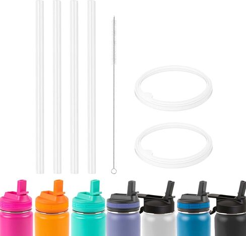 شفاطات وحشية بديلة من BOSORIO متوافقة مع ThermoFlask 16oz 24oz 32oz 40oz زجاجة مياه مع غطاء من القش، جزء أختام مطاطية بديلة على شكل حرف O (ليس لغطاء الصنبور وغطاء المضغ) in Kuwait