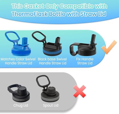 شفاطات وحشية بديلة من BOSORIO متوافقة مع ThermoFlask 16oz 24oz 32oz 40oz زجاجة مياه مع غطاء من القش، جزء أختام مطاطية بديلة على شكل حرف O (ليس لغطاء الصنبور وغطاء المضغ) in Kuwait