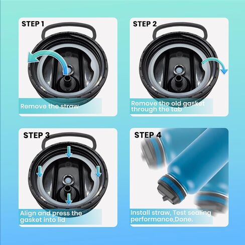 شفاطات وحشية بديلة من BOSORIO متوافقة مع ThermoFlask 16oz 24oz 32oz 40oz زجاجة مياه مع غطاء من القش، جزء أختام مطاطية بديلة على شكل حرف O (ليس لغطاء الصنبور وغطاء المضغ) in Kuwait