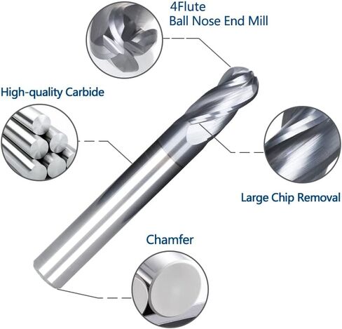 1 قطعة الكرة الأنف كربيد نهاية مطحنة CNC القاطع بت التوجيه 4 الناي R0.5-R8 دوامة طحن بت ماكينة بتحكم رقمي بالكمبيوتر طحن أداة القاطع in Kuwait