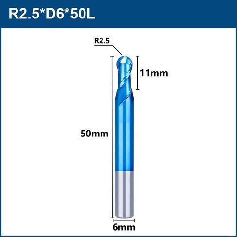 1 قطعة نانو الأزرق معطف الكرة الأنف نهاية مطحنة CNC بت التوجيه HRC 65 2 الناي دوامة نهاية مطحنة التنغستن قاطع من الكربيد أداة طحن in Kuwait