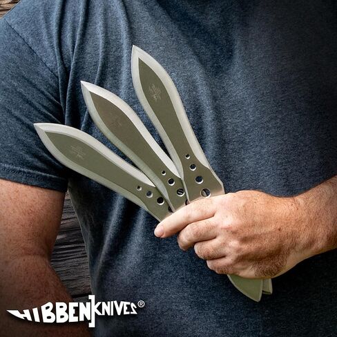 مجموعة سكاكين الرمي جيل هيبين مكونة من 3 قطع | شفرات القاذف والمنافسة الاحترافية | لوح تدريب على الهدف مقاس 18 × 18 لرمي السكاكين | قطعة واحدة 420 ستانلس ستيل | حافظة غمد جلدية | 12 1/8 بوصة الطول in Kuwait