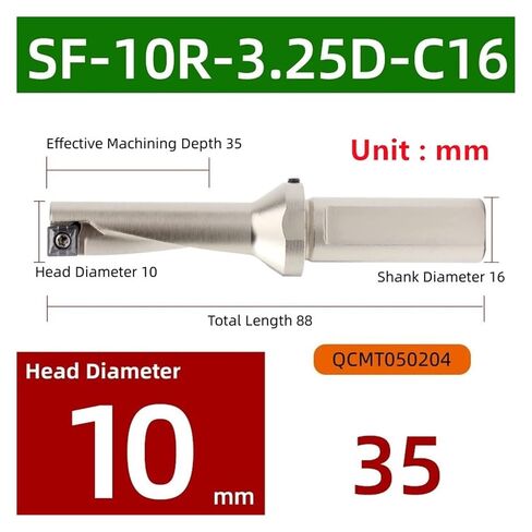 Indexable Drill Bit 1pcs SF Type U-Drill 10L-2.5D-C16 12R-3.25D Single-Blade Drilling Bit CNC Lathe Cutter U Arbor(SF-10R-3.25D-C16) in Saudi Arabia