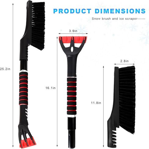 Snow Brush and Ice Scraper for Car Windshield, 25.2" Detachable Snow Removal Tool with Ergonomic Foam Handle, Flexible Window Frost Remover Winter Cleaning Accessories for Vehicles (Orange) in Saudi Arabia