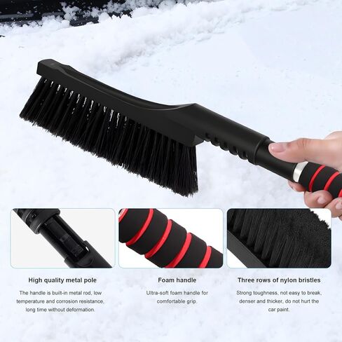 Snow Brush and Ice Scraper for Car Windshield, 25.2" Detachable Snow Removal Tool with Ergonomic Foam Handle, Flexible Window Frost Remover Winter Cleaning Accessories for Vehicles (Orange) in Saudi Arabia