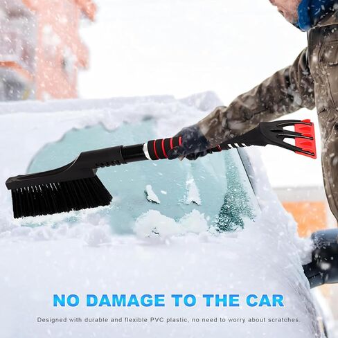 Snow Brush and Ice Scraper for Car Windshield, 25.2" Detachable Snow Removal Tool with Ergonomic Foam Handle, Flexible Window Frost Remover Winter Cleaning Accessories for Vehicles (Orange) in Saudi Arabia