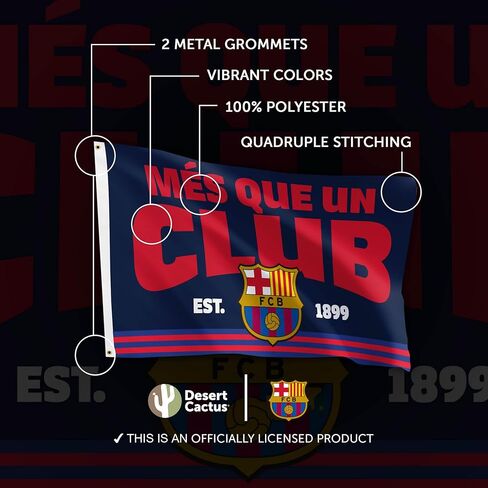 لافتة علم برشلونة لكرة القدم من Desert Cactus FC برشلونة لكرة القدم وكرة القدم 100% بوليستر للاستخدام الداخلي والخارجي مقاس 3 × 5 أقدام (علم K) in Saudi Arabia