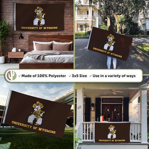 Desert Cactus University of Wyoming 100% Polyester Indoor Outdoor 3x5 feet Banner UWYO Cowboys (Flag 3B) in Saudi Arabia