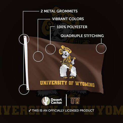 Desert Cactus University of Wyoming 100% Polyester Indoor Outdoor 3x5 feet Banner UWYO Cowboys (Flag 3B) in Saudi Arabia