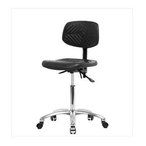 PMBCH-CR-T1-A0-NF-CC كرسي متوسط ​​الارتفاع من مادة البولي يوريثين مع قاعدة من الكروم، قابل للإمالة وبدون ذراع، بدون حلقة للقدم، عجلات من الكروم in Kuwait