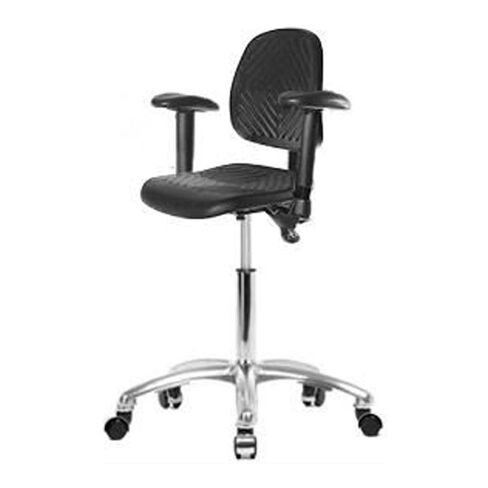 PMBCH-MB-CR-T0-A1-NF-CC كرسي متوسط ​​الارتفاع من البولي يوريثين مع قاعدة من الكروم بدون إمالة، ظهر متوسط، ذراع قابل للتعديل، بدون حلقة للقدم، عجلات من الكروم in Kuwait