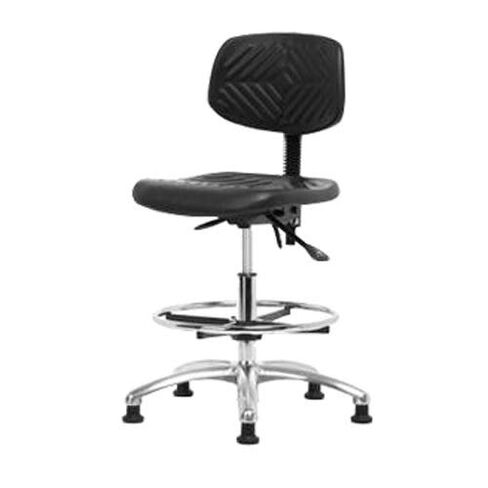 Thomas ECOM PMBCH-CR-T1-A1-NF-CC Polyurethane Medium Bench Height Chair with Chrome Base and Tilt, Adjustable Arm, No Foot Ring, Chrome Casters in Saudi Arabia