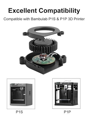 Extruder Hotend Cooling Fan Compatible with Bambu-Lab P1S/P1P 3D Printers, 7800 ± 10% RPM Front Cover Heat-Dissipation System with Double Ball Bearing Enhanced Better Printing Performance in Kuwait