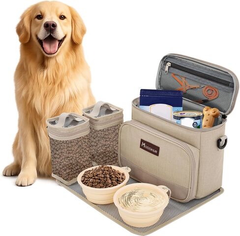 Modoker All-in-One Dog Travel Bag Airline Approved Pet Cat Tote Organizer for Weekend Trips, 2 Bowls, 2 Food Containers & Feeding Mat in Kuwait