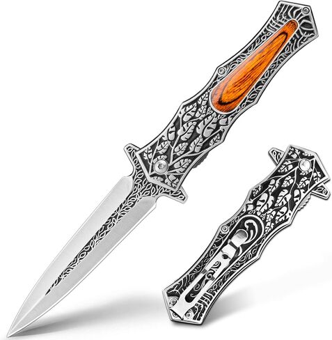 سكين جيب VALHALLA PASTOR، سكين قابل للطي مقاس 3.7 بوصة بنمط منقوش قديم ثلاثي الأبعاد، سكين جيب للرجال، قفل بطانة، سكاكين EDC رائعة، سكين الفايكنج in Kuwait