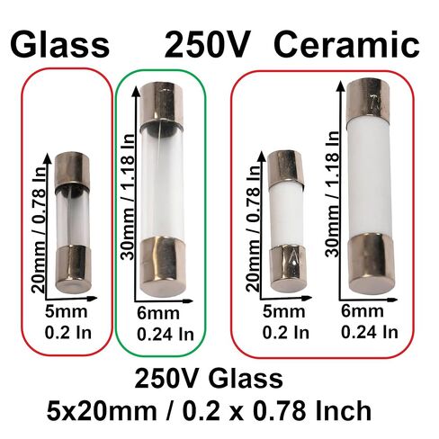 0.25A Delon Technology - الصمامات الزجاجية ، سرعان ما ، 10 × 30 مم / 0.24x1.18 بوصة ، 250 فولت ، F0.25AL250V in Kuwait