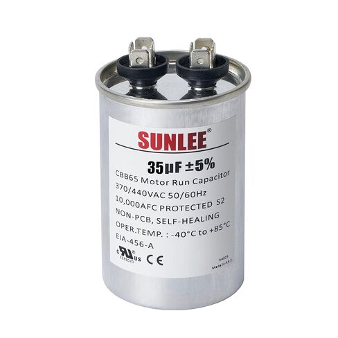 مكثف تشغيل SUNLEE UL معترف به 35 فائق التوهج (35 MFD) 370/440 VAC CBB65، 50/60 هرتز، بديل موثوق لمحرك مروحة مكثف التيار المتردد، المضخة الحرارية أو مضخة حمام السباحة in Saudi Arabia
