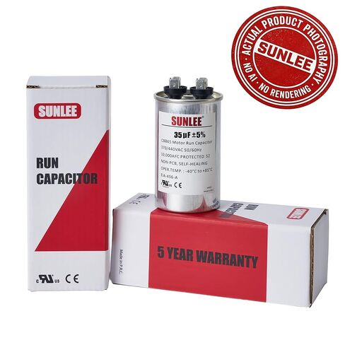 مكثف تشغيل SUNLEE UL معترف به 35 فائق التوهج (35 MFD) 370/440 VAC CBB65، 50/60 هرتز، بديل موثوق لمحرك مروحة مكثف التيار المتردد، المضخة الحرارية أو مضخة حمام السباحة in Saudi Arabia
