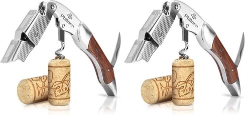 Philorn Wine Feener-Profeturnal Corkscrew Wine Bearer مع مزيل القاطع والحبوب ، مفتاح النبيذ اليدوي للخوادم ، السقاة ، النوادل والاستخدام المنزلي ، الافتتاحات زجاجة النبيذ مقبض Rosewood in Kuwait