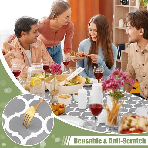 Smiry Rectangle Picnic Table Cloth, Waterproof Elastic Fitted Camping Tablecloths for 6 Foot Tables, Wipeable Flannel Backed Vinyl Tablecloth for Camping, Indoor & Outdoor (Grey, 30x72 Inches) in Saudi Arabia