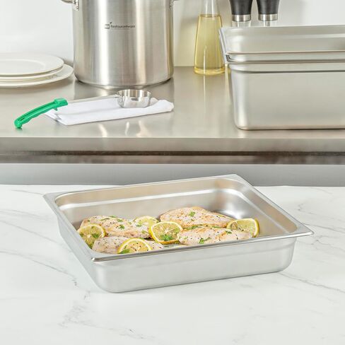 Restaurantware Hotel Pan عدد 1 عدد 2/3 حجم مضاد للمربى 2.5 بوصة قابل للتجميد العميق 24 غطاء وعاء بخار من الفولاذ المقاوم للصدأ مقاس 24 يُباع بشكل منفصل، للاستخدام في المطابخ التجارية والكافيتريات ومناسبات تقديم الطعام in Saudi Arabia