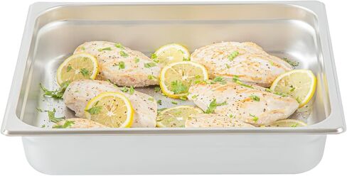 Restaurantware Hotel Pan عدد 1 عدد 2/3 حجم مضاد للمربى 2.5 بوصة قابل للتجميد العميق 24 غطاء وعاء بخار من الفولاذ المقاوم للصدأ مقاس 24 يُباع بشكل منفصل، للاستخدام في المطابخ التجارية والكافيتريات ومناسبات تقديم الطعام in Saudi Arabia