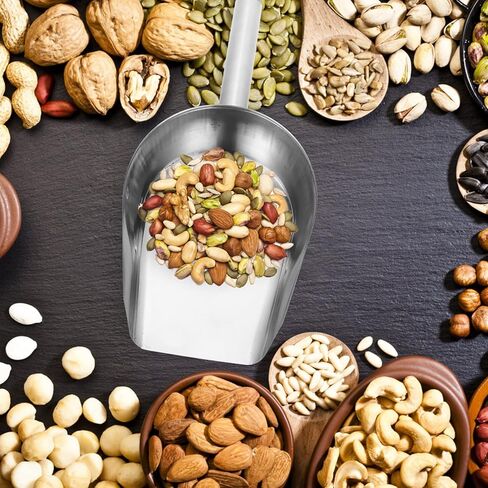 مغرفة ثلج متعددة الأغراض من الفولاذ المقاوم للصدأ ومجرفة طعام بمقبض مريح لمكعبات الثلج وطحين الأرز والأطعمة الجافة في بار المطبخ واستخدام المطعم in Kuwait